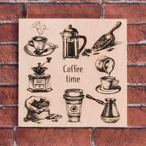DUBLEZ | Tablou din lemn pentru bucătărie - Cafea