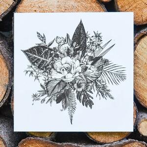 DUBLEZ | Tablou din lemn - Desen cu flori