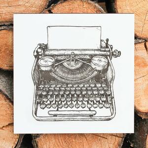 DUBLEZ | Tablou din lemn pentru birou - Mașină de scris retro
