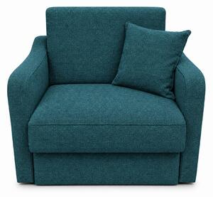 Fotoliu SAMY extensibil, cu lada de depozitare, stofa negru cu albastru regal, cadru metalic, 103x100x92 Stofa, Albastru Regal