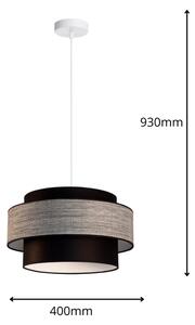 Lustră pe cablu GRACE 1xE27/60W/230V negru/gri