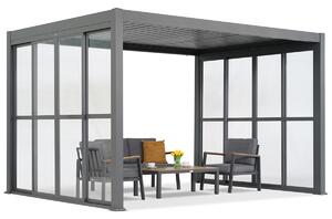 Lagos 3x4 independente patio pergola cu uși pe două părți 4m și o parte 3m Garden Point antracit