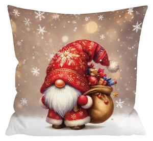 Husa 3D pentru perna din microfibra SANTA GNOME 45x45 cm, rosu