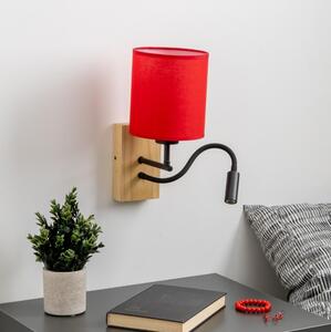 Lampă LED de perete Brilagi NUBILA WOOD 1xE27/25W/230V + LED/3W stejar/roșu