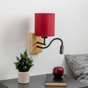 Lampă LED de perete Brilagi NUBILA WOOD 1xE27/25W/230V + LED/3W stejar/roșu Pompeian