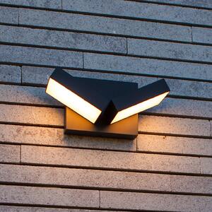 LUTEC Lampă de perete exterioară cu LED TWISTO, gri închis, lățime 15 cm, IP65, Gri, Aluminiu, Modern