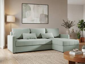 Coltar extensibil de colt VENORIA, verde deschis, reversibil, 220x143 cm + 2 perne GRATUIT