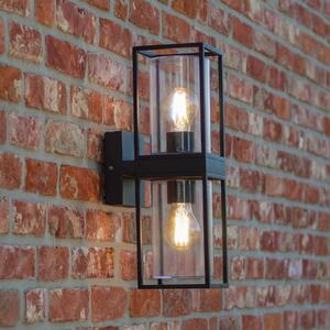 LUTEC Aplică de exterior FLAIR, negru, 39 cm, 2 x E27, IP44, reglabil, Negru, Aluminiu, Modern, Perete unghiular