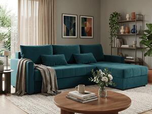 Coltar extensibil de colt VENORIA, petrol, reversibil, 220x143 cm + 2 perne GRATUIT
