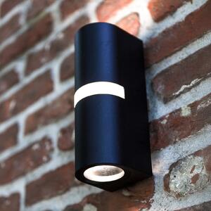 LUTEC Lampă de perete pentru exterior MIKA, negru, înălțime 19 cm, 2 x GU10, IP54, reglabil, Negru, Aluminiu, Modern