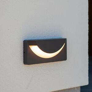 LUTEC Lampă de perete pentru exterior cu LED LUPS, gri închis, lățime 23 cm, IP54, Gri, Aluminiu, Modern, Perete unghiular