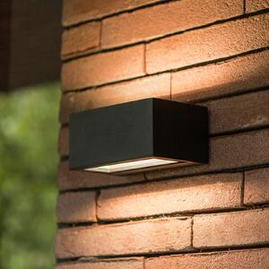LUTEC Lampă de perete pentru exterior cu LED GEMINI, negru, 14 cm, IP54, lumină, Negru, Aluminiu, Modern, Perete unghiular