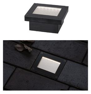 Paulmann Domenic LED cu solar încastrat în podea 8x8cm, Negru, Plastic, Modern, Luminile încastrate unghiulare