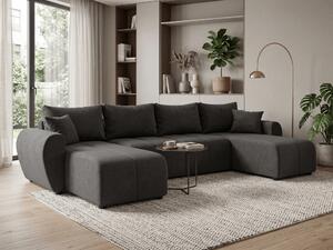 Coltar extensibil in forma de U SEVIO, gri inchis, 311x145 cm + 2 perne GRATUIT