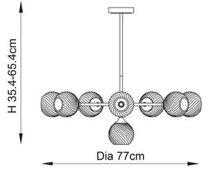 Lustră pe tijă Endon 103172 ALLEGRA 8xE14/7W/230V alamă/transparent