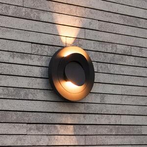 LUTEC Lampă de perete exterioară cu LED MOOV, gri închis, Ø 21 cm, metal, IP54, Gri, Aluminiu, Modern