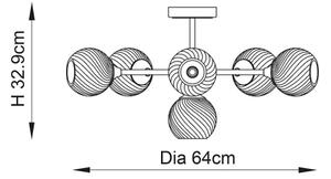 Lustră pe tijă Endon 104050 ALLEGRA 6xE14/7W/230V crom lucios/transparent