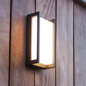 LUTEC Lampă de perete exterioară cu LED QUBO, gri închis, înălțime 22 cm, metal, IP54, Gri, Aluminiu, Modern