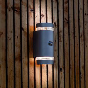 LUTEC Lampă de exterior cu senzor FOCUS ROUND, gri închis, 2 x GU10 IP44, reglabil, Gri, Aluminiu, Modern