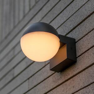 LUTEC Lampă de perete exterioară cu LED LOOMA, gri închis, Ø 10 cm, metal, IP54, Gri, Aluminiu, Modern, Perete rotund