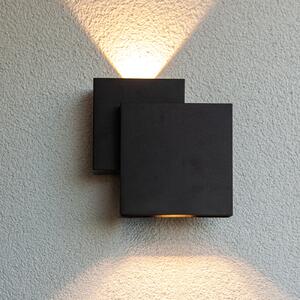 LUTEC Lampă de perete exterioară cu LED RIALTO, negru, 20 cm, IP44, lumină, Negru, Aluminiu, Modern, Priză de perete sus / jos