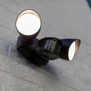 LUTEC Proiector exterior cu senzor LED SHRIMP negru, 20 W, 2 becuri, IP54, Negru, Aluminiu, Modern