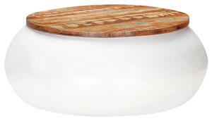 Măsuță de cafea, alb, 68x68x30 cm, lemn masiv reciclat