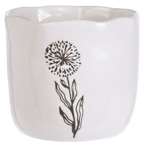 Mască ghiveci decorativ, pentru plante și flori, din porțelan alb cu model floral, 13x15 cm