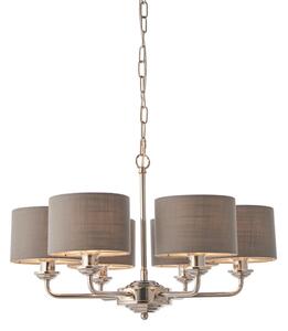Lustră pe lanț Endon 94381 HIGHCLERE 6xE14/28W/230V gri/crom lucios