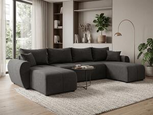 Coltar extensibil in forma de U SEVIO, gri inchis, 311x145 cm + 2 perne GRATUIT