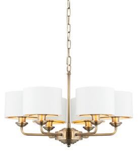 Lustră pe lanț Endon 98936 HIGHCLERE 6xE14/28W/230V alb/alamă