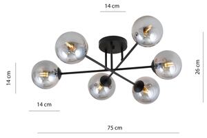 Lustră aplicată ROMA 6xE14/10W/230V negru/fumuriu