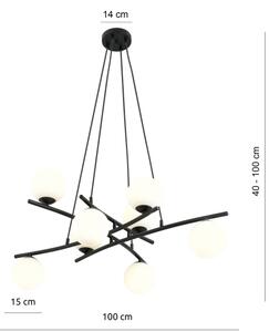 Lustră pe cablu ESSA 8xE14/10W/230V negru/alb
