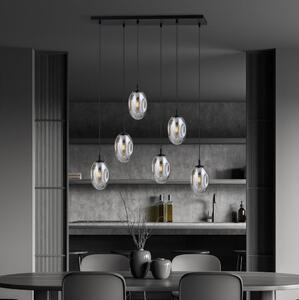 Lustră pe cablu ASTRAL 6xE14/10W/230V negru/fumuriu