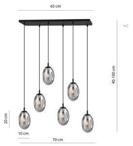 Lustră pe cablu ASTRAL 6xE14/10W/230V negru/fumuriu
