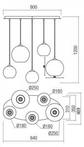 Lustră pe cablu Redo 01-2080 BOWL 5xE27/42W/230V cupru