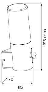Aplica de perete exterior HARLEM cu senzor 1xE27/60W/230V IP44 negru