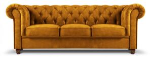 Canapea Lapis cu 3 locuri si tapiterie din catifea, galben