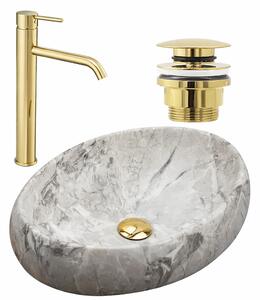 Set lavoar Linda Stone + baterie inalta Lungo gold + dop universal gold