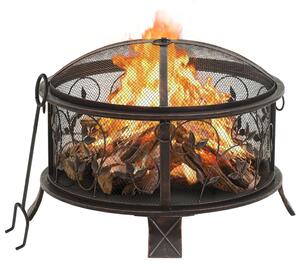 Vatră de foc rustică, cu vătrai, 67,5 cm, oțel, XXL