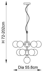 Lustră pe cablu Endon 76500 OSCAR 11xG9/18W/230V alamă