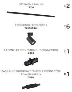 Spot în sistem de șină Zuma Line 3025 TORE 6xGU10/35W/230V negru