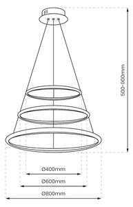 Lustră LED pe cablu HOOP LED/93W/230V d. 80 cm 4000K crom lucios