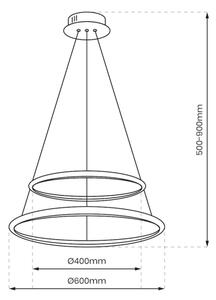 Lustră LED pe cablu HOOP LED/51W/230V d. 60 cm 4000K crom lucios