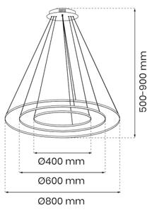 Lustră LED pe cablu HOOP LED/93W/230V d. 80 cm 4000K auriu