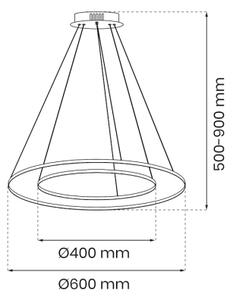 Lustră LED pe cablu HOOP LED/51W/230V d. 60 cm 4000K auriu
