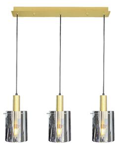 Lustră pe cablu ARCADIA 3xE27/60W/230V auriu/fumuriu