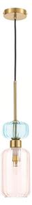 Lustră pe cablu MOLLY 1xE14/40W/230V d. 12 cm auriu/roz/albastru