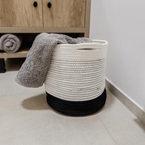 TEMPO-KONDELA ARABIS, coş tricotat pentru ghiveci, alb/ negru, 30x30 cm