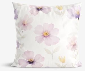 Goldea față de pernă din bumbac satinat - flori violete 50 x 60 cm